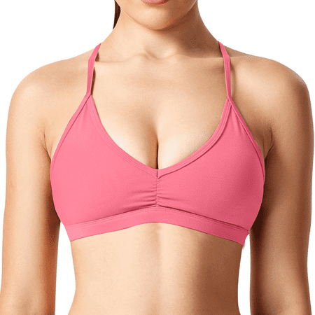 Fulorrnie Bras for Women Comfort Wirefree Supportive Lift Yoga Sports Workout Gym Convertible Stretchable Multiway Bra Pink L