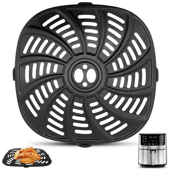 Air Fryer Replacement Tray for Gourmia GAF798 GAF716 7QT Air Fryer, Food Grade Nonstick 8.97''*8.97'' Air Fryer Replacement Parts Rack Tray Grill Pan Grill Plate Crisper Plate, Dishwasher Safe
