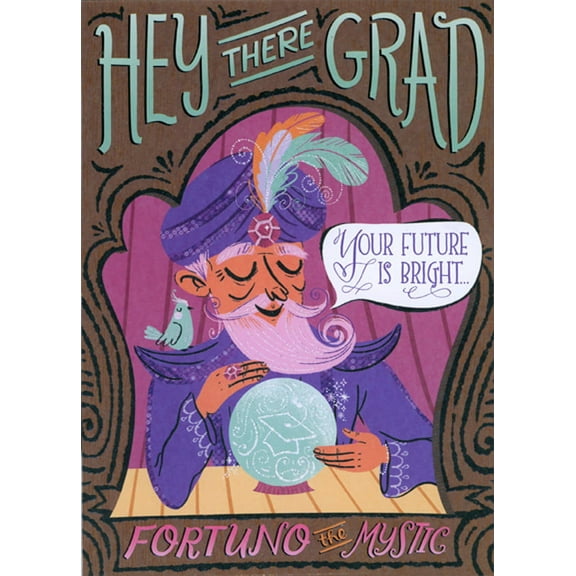 Designer Greetings Fortuno The Mystic 3D Sliding Panel Top Fold Funny / Humorous Graduation Congratulations Card