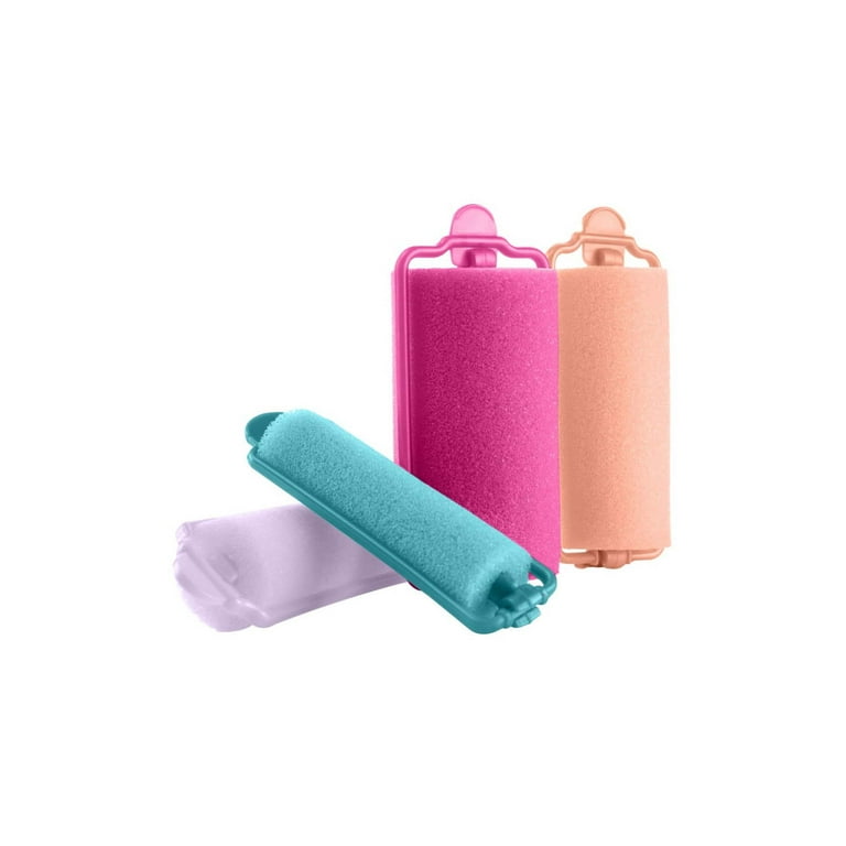 Conair Foam Sponge Self-Fastening Assorted Barrel Size Rollers in Zipper Case, Neon Colors, 48 Ct