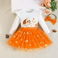 thumbnail image 2 of NAFUU Infant Girls Skirt Sets Thanksgiving Baby Girl Outfit Long Sleeve Cartoon Print Romper Bodysuit Tutu Skirt Headband Three Piece Set Party Clothes Trendy Outfit 18-24 Months, 2 of 6