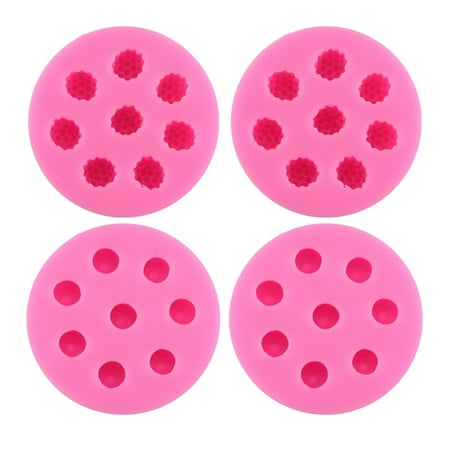 

PATKAW 4 Pcs Silicone Mold 8-compartment Blueberry and Mulberry Shaped Cake Decorating Tool Dessert Chocolate Fondant Mold (Pink)