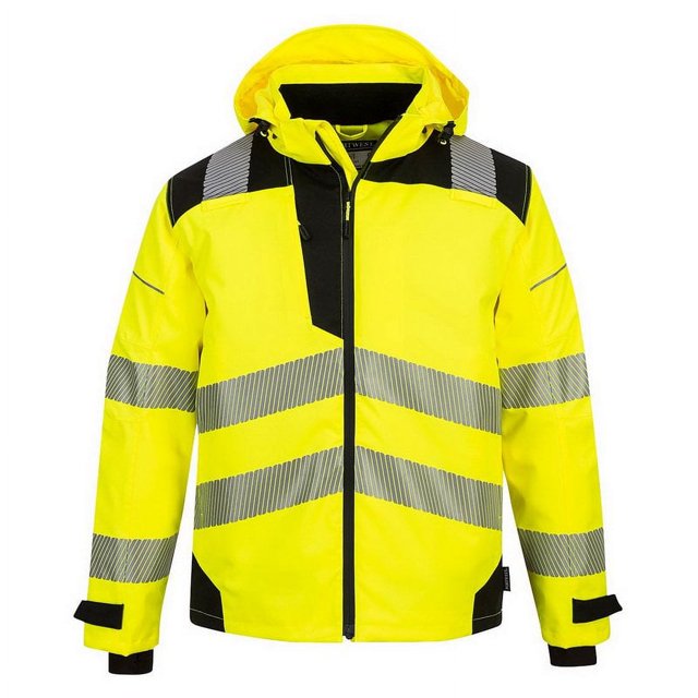 Portwest PW360 Men‘s Premium Hi Vis Reflective Waterproof Safety Jacket Yellow/Black Small