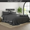 thumbnail image 3 of 28-INCH EXTRA DEEP POCKETS - 6 PC Queen-XL Sheet Set - (Extra Pillowcases, Fitted & Flat) 400-Thread-Count 100% Egyptian Cotton, Soft Breathable 400TC Cotton- Dark Grey, 3 of 7