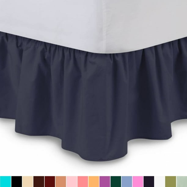 ruffled bedskirt (queen, navy blue) 18 inch bed skirt with platform