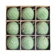 thumbnail image 2 of Velvet Flocked Christmas Ball Ornaments, 9Pcs 3.15In Sage Green Shatterproof Xmas Baubles with Glitter Detail, Hanging Decor for Christmas Tree, Wreath, Mantel and Seasonal Arrangement, 2 of 6