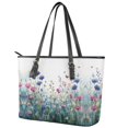 thumbnail image 3 of ZUXONGSY Daisy Flower Butterfly Print Top Handle Bag for Women PU Leather Top Handle Tote Bag Portable Satchel Handbags with Zippered for Shopping Work, 3 of 6