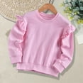 thumbnail image 2 of Girls Pullover Sweatshirt Graphic Cute Print Crew Neck Long Sleeve Tops for Girl Casual Loose Puff Sleeve Fall Shirts (Pink 4 Years), 2 of 3