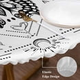 thumbnail image 4 of Black and Round Fitted Table Cover White Frame Butterfly Sun Moon Waterproof Table Cloth with Elastic Edge Wipeable Tablecloth for Picnic Camping Party Fits 55"-60" Diameter, 4 of 8