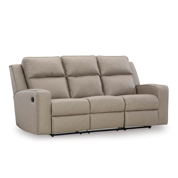 Bowery Hill Reclining Sofa with Drop Down Table in Pebble Finish