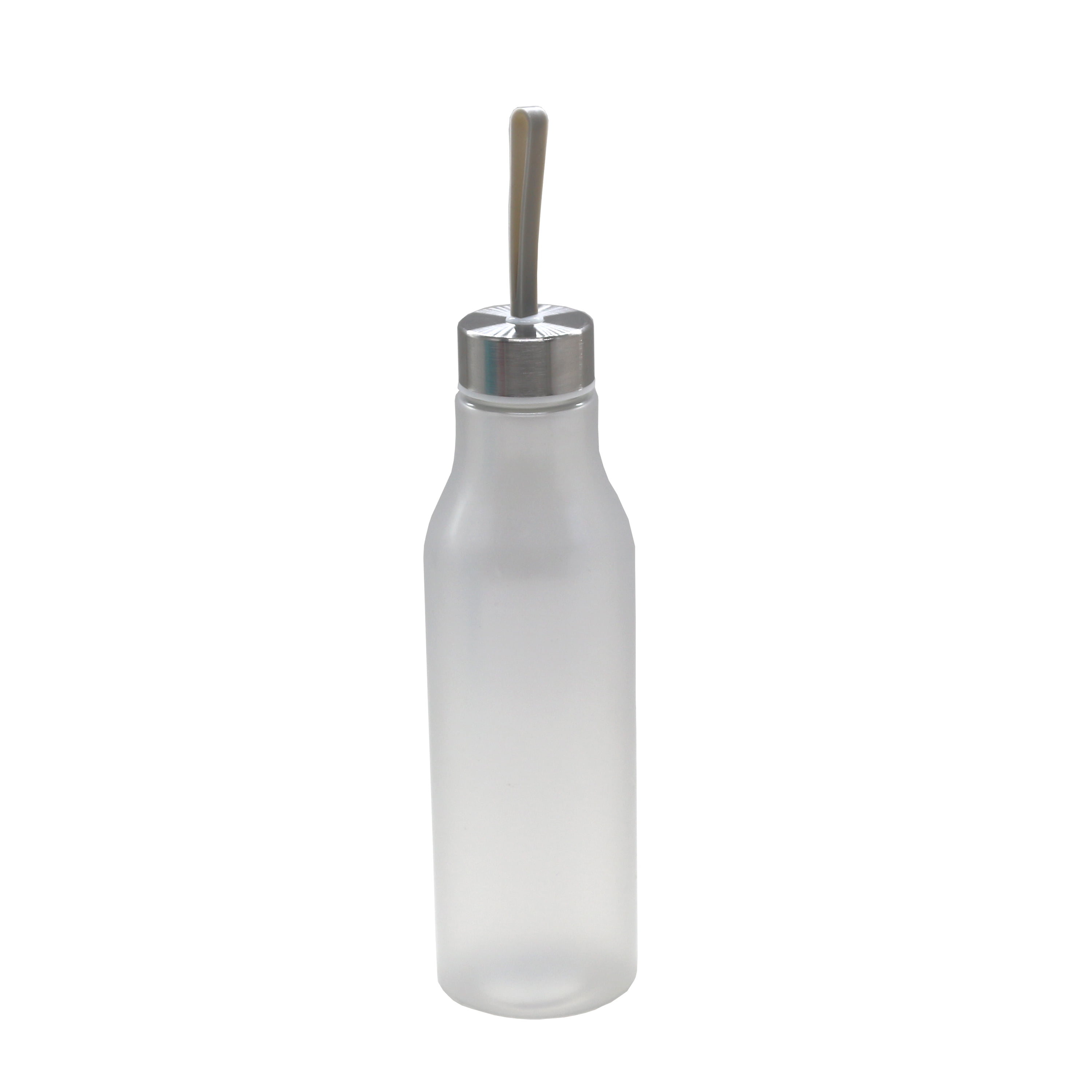 Mainstays 20oz Plastic Clear Water Bottle with Stainless Steel Screw Cap Lid and Strap