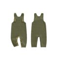 thumbnail image 2 of Miaouyo 0-24 Months Infant Baby Boys Girls Knitted Overalls Stylish Solid Color Ribbed Trim Square Neck Sleeveless Romper, 2 of 9