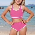 thumbnail image 3 of Swimsuit for Girls 6-7 Ruffle Hem Color Block Little Girls' Swimwear Lightweight Swimsuits Bathing Suit for Size 7-16, 3 of 6