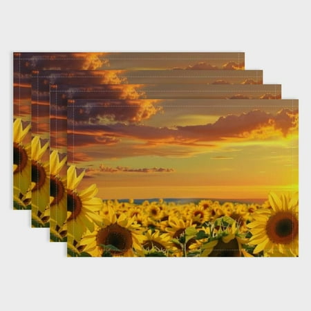 

Shiartex Sunflowers Theme 4pcs Linen Dining Table Placemats for Birthday Parties Christmas Restaurants Buffets & Home Decor 18x12in