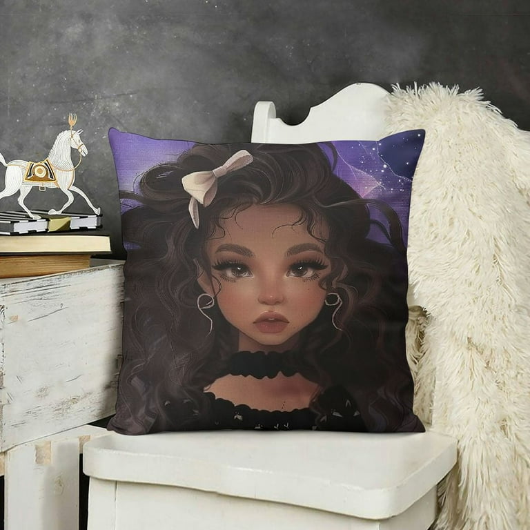 Princess Single Pack Pillow Cover Watercolor Purple Starry Moon