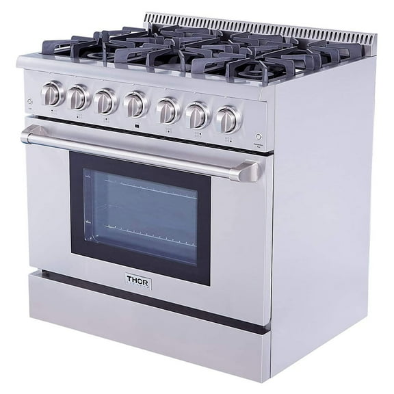 Thor Kitchen 36 Inch Professional 6 Burner Gas Range Oven, Stainless Steel