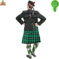 thumbnail image 4 of Skeleteen Irish Plaid Green Kilt - Scottish Green Pleated Costume Tartan Skirt Kilts Clothing for Men and Women, 4 of 5