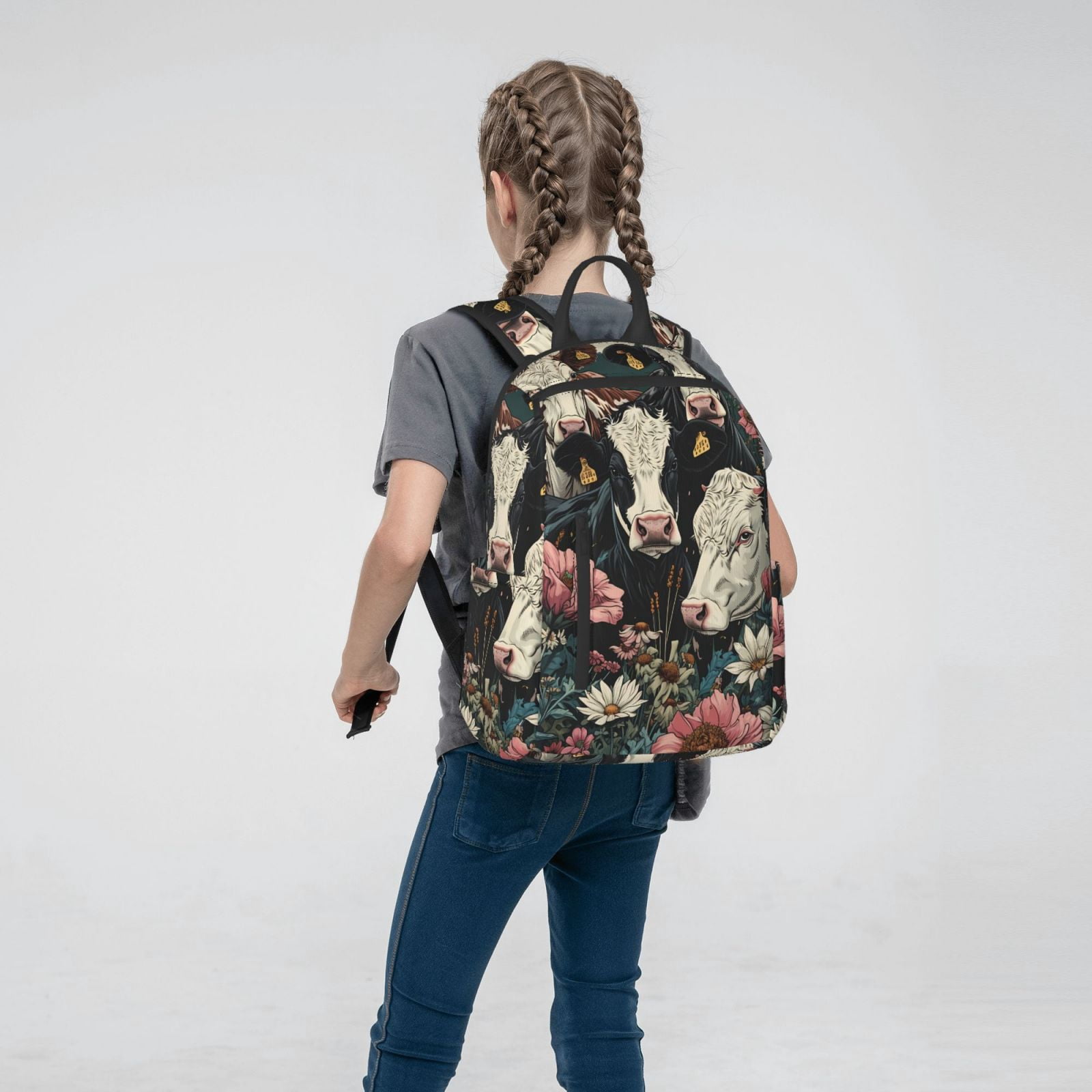 Xecao Vintage Sunflower Cow print Backpack For women men Aesthetic Lightweight Travel Daypack Simple Cute Backpack For Bookbag