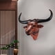 thumbnail image 5 of Escultura de pared de cráneo artificial Resina Toro Cráneo Decoración de pared Cabezas de animales Decoración de pared para cafetería Marrón Soledad Estatua de cabeza de toro, 5 of 7