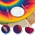 thumbnail image 4 of Colorful Rainbow Tie Dye Spiral Pattern Round Fitted Tablecloth with Elastic Edge,Dining Table Cover Waterproof,Outdoor Round Tablecloth for Camping,Dining,Indoor and Outdoor, 4 of 7