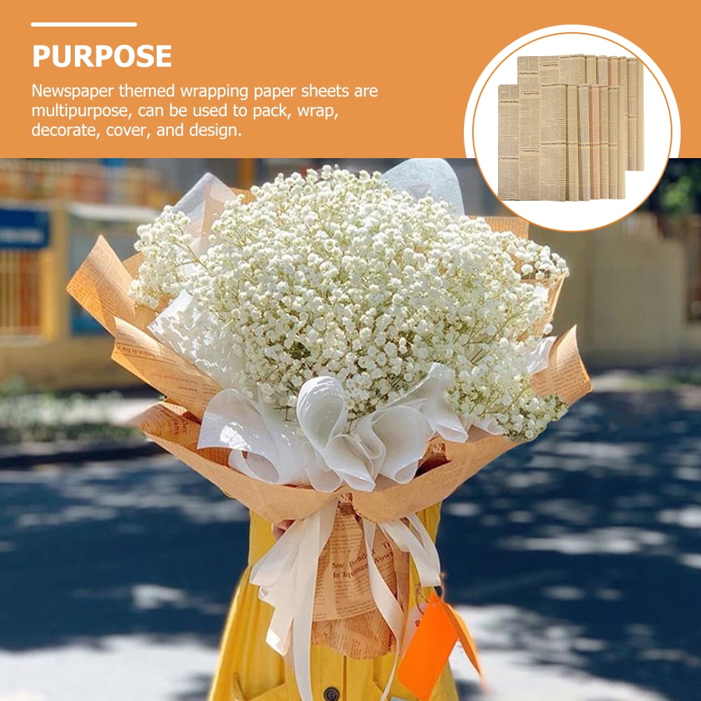 OULII Assorted Color Newspaper Floral Wrapping Paper for Bouquet Packaging and Handmade Crafts