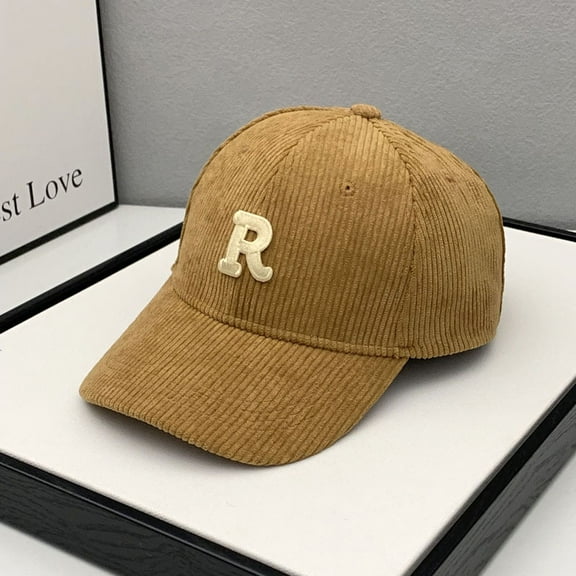 Fashion Corduroy Baseball Cap Ladies Letter R Snapback Hat Women Shopping Dress Up Adjustable Casual Caps Hip Hop Hats New Corduroy Baseball Cap for Men and Women - Cool Weather Hats