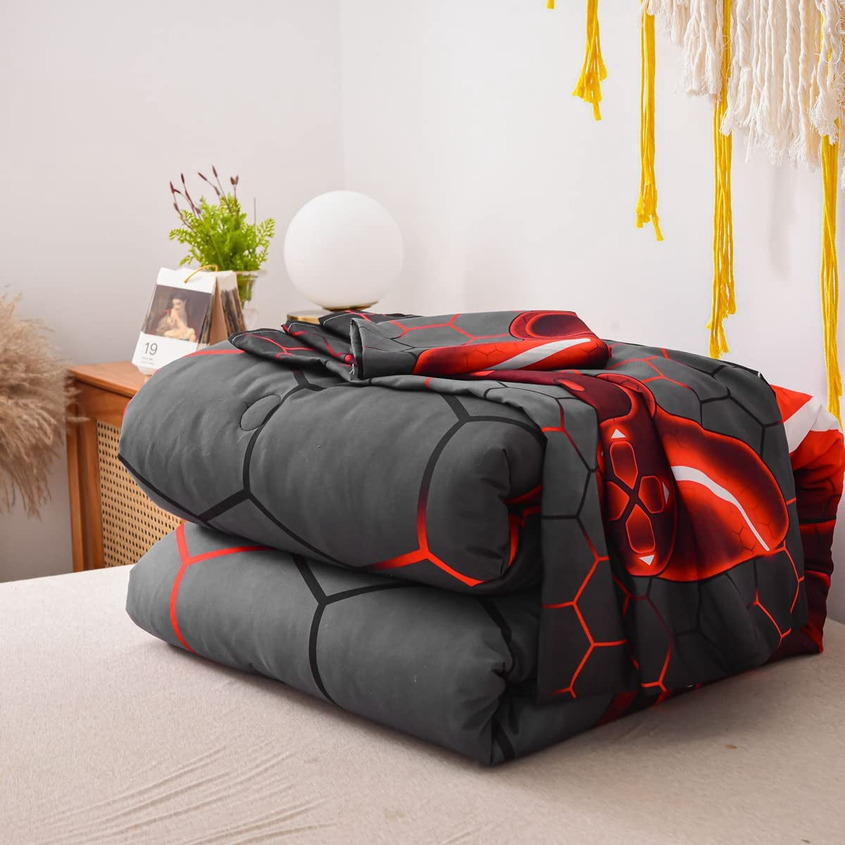 NTBED Game Console Comforter Set Kids 3D Gaming Geometric Lightweight Bedding Sets Red Twin