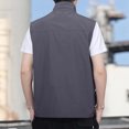 thumbnail image 3 of Chiccall Mens Hiking Vest with Multi Zipper Pockets Solid Sleeveless Summer Fishing Stylish Tops Gray XXL, 3 of 5