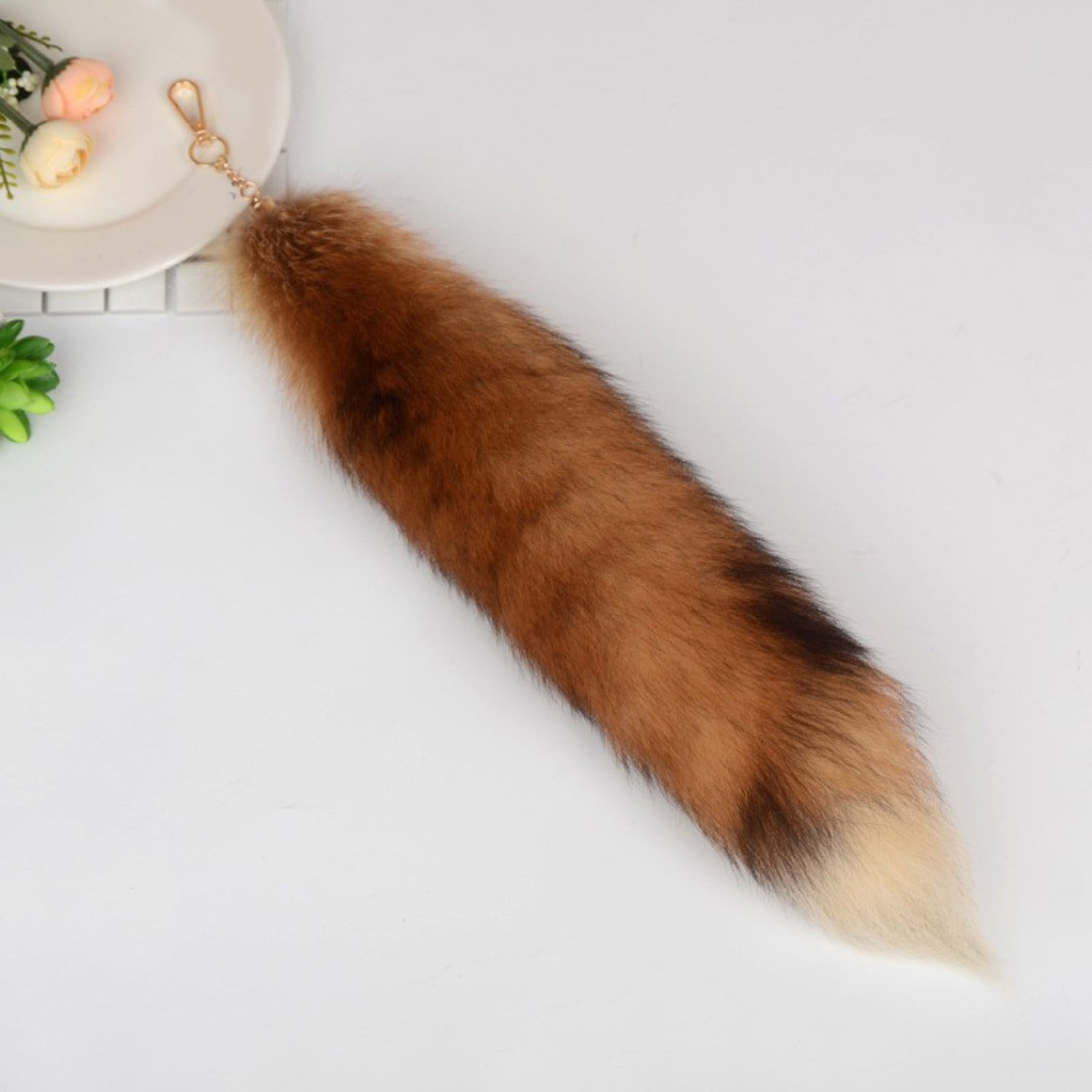 3PC Tail Keychain Set - Fluffy Animal Tail Keyring Charms for Women, 16" Realistic Therian Keychains for Bags, , Renaissance Fairs