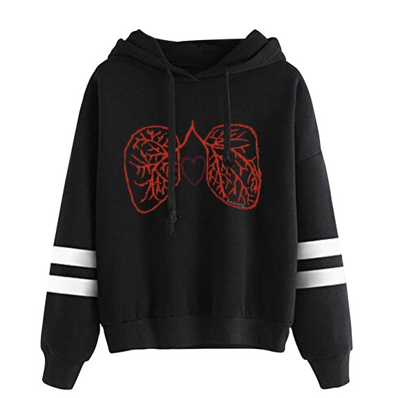 Rabbitology Lung Pullover Hoodie Unisex Long Sleeve Pocketless Casual Hooded Sweatshirt