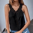 thumbnail image 2 of Lindreshi Tank Tops for Women Clearance Women Ladies Solid Sleeveless V-neck Pullover Lace Vest Tank Tops Shirts Blouse, 2 of 5