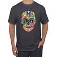 thumbnail image 1 of Wild Bobby Dean Russo Colorful Sugar Skull Streetwear Men Graphic Tee, Charcoal, 4X-Large, 1 of 5