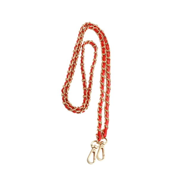 Sonducket Correa de cadena para bolso, piezas de repuesto, correa de hombro, extensión para niña, bricolaje, bolso de mano para mujer, Bolsas de mensajero y de hombro Oro Claro/Rojo 1.2 m