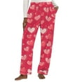 thumbnail image 5 of ABATAB Valentine's Day Fuzzy Pajama Pants for Women Elastic Waist Cute Heart Print Fleece Lounge Pants Winter Pj Bottom with Pockets, 5 of 5