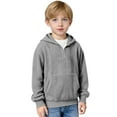 thumbnail image 5 of Boys Waffle Knit Hoodies Pullover Quarter Zip Casual Sweatshirts Long Sleeve Hooded Sweaters Tops with Pocket, 5 of 6