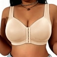 thumbnail image 5 of Feancey Plus Size Bras for Women Front Closure Everyday Brassiere Anti-Sagging High Support Wireless Bras Wide Strap Casual Full Coverage Bra Beige L, 5 of 9