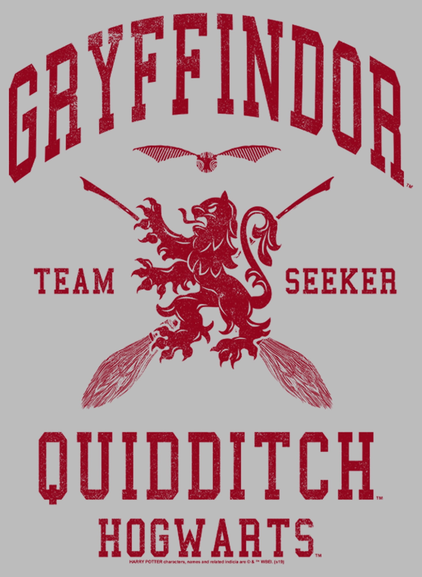 Men\'s Harry Potter Heather Graphic Small Seeker Gryffindor Athletic Tee Team Quidditch