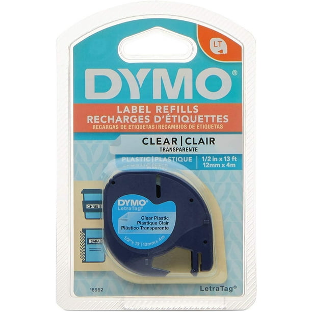 DYMO Labeling Tape for LetraTag Label Makers, Black Print on Clear