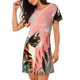 thumbnail image 2 of Balery Colorful Cat With Flowers Camisón de manga corta con cuello redondo para mujer, cómodo y elegante., 2 of 6