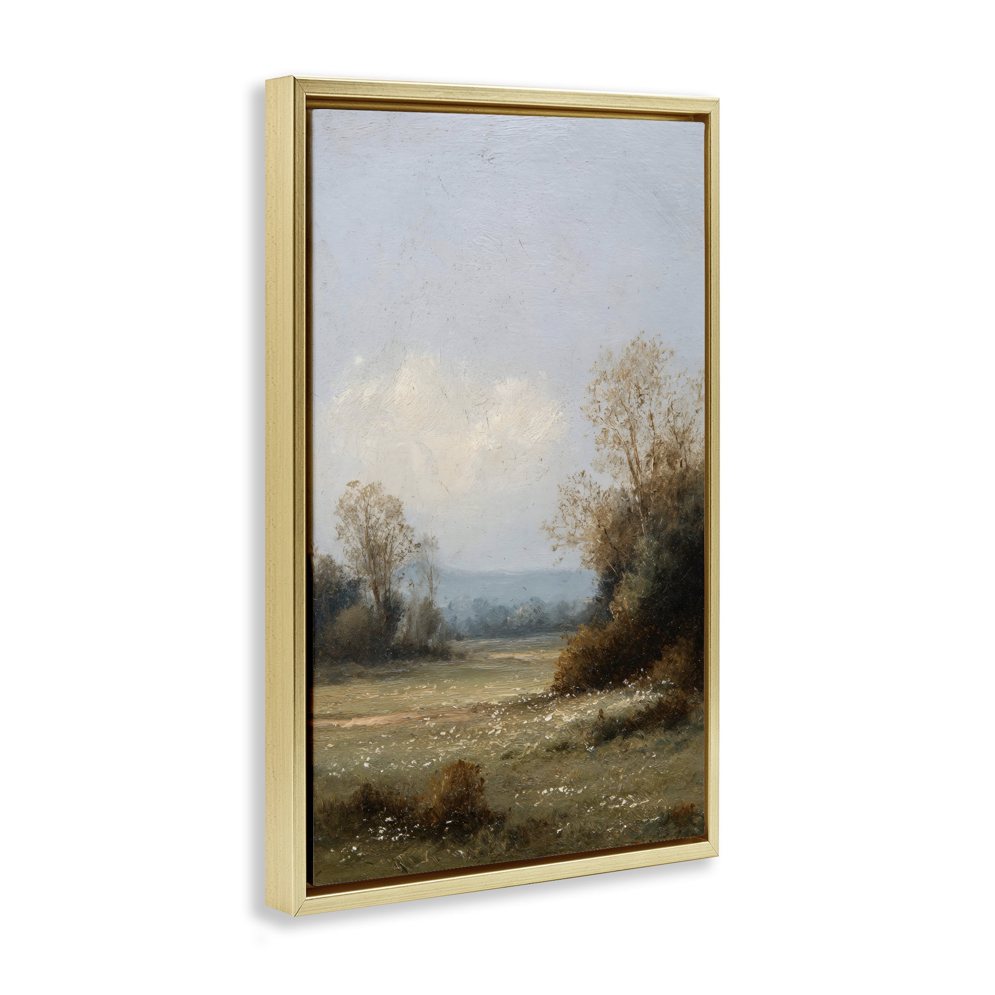 Stupell Industries Silent Little Meadow Gold Framed Floater Canvas Wall Art, design by Petal Prints Design