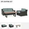 thumbnail image 3 of Crosley Furniture Beaufort 3Pc Outdoor Wicker Conversation Set Mist/Brown - Loveseat, Chair , & Coffee Table, 3 of 3