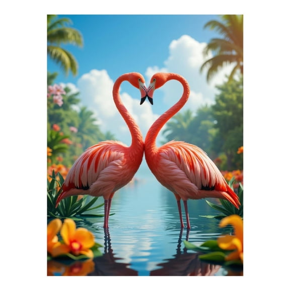 Diamond Art Kit for Adults, Tropical Flamingo Pair Reflections Diamond Painting for Adults Beginners, 5D DIY Diamond Art Painting Kits, Colorful Diamond Painting Craft for Home Decor 12x16