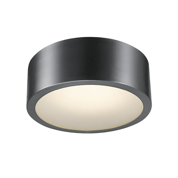Globe Electric Edinburg Black Iron LED Integrated Flush Mount Ceiling Light with Frosted Glass Shade, 60304
