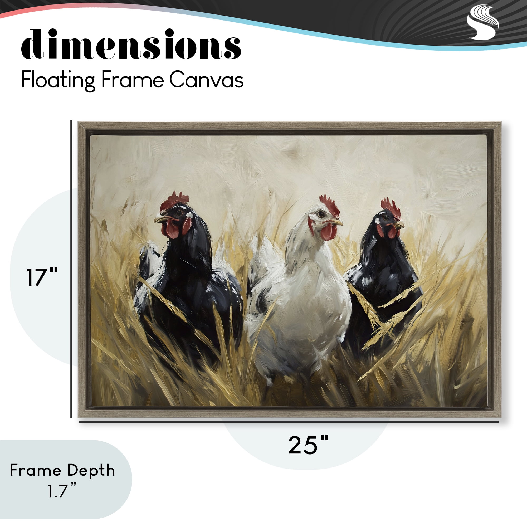 Stupell Industries Chickens In Wheat Field Brown Framed Floater Canvas Wall Art, design by Tina LeCour