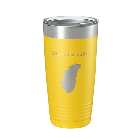 

Big Bass Lake Map Tumbler Travel Mug Insulated Laser Engraved Coffee Cup Pennsylvania 20 oz Yellow