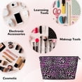 thumbnail image 3 of Toiletry Bag, purple cool trendy Leopard print Leather Waterproof Travel Makeup Cosmetic Bag Organizer, Large Capacity Toiletry Bag for Travel Size Toiletries, Skin Care Bag for Women, 3 of 8