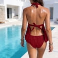 thumbnail image 4 of Women's Tankini Swimsuits Textured Flowy Halter Bikini Set Tummy Control Modest Bathing Suits, 4 of 7