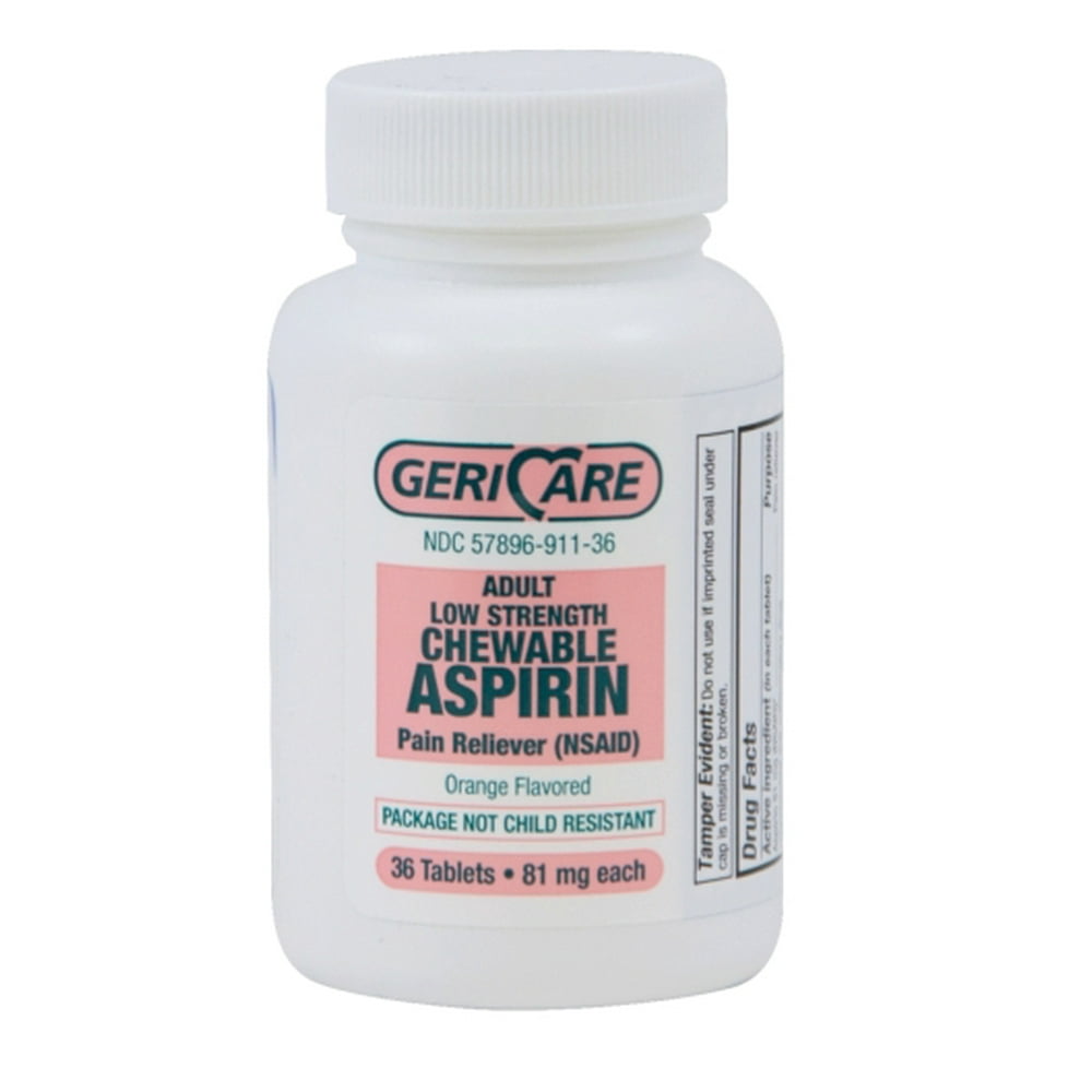 Aspirin Chewable Low Strength Tablets, 81mg [Baby Aspirin] (Bottle of