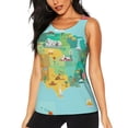 thumbnail image 1 of Balery USA Tourist Map Camiseta sin mangas estampada ligera para mujer, tops de entrenamiento sin mangas, camisetas de yoga transpirables de secado rápido.-Large, 1 of 7