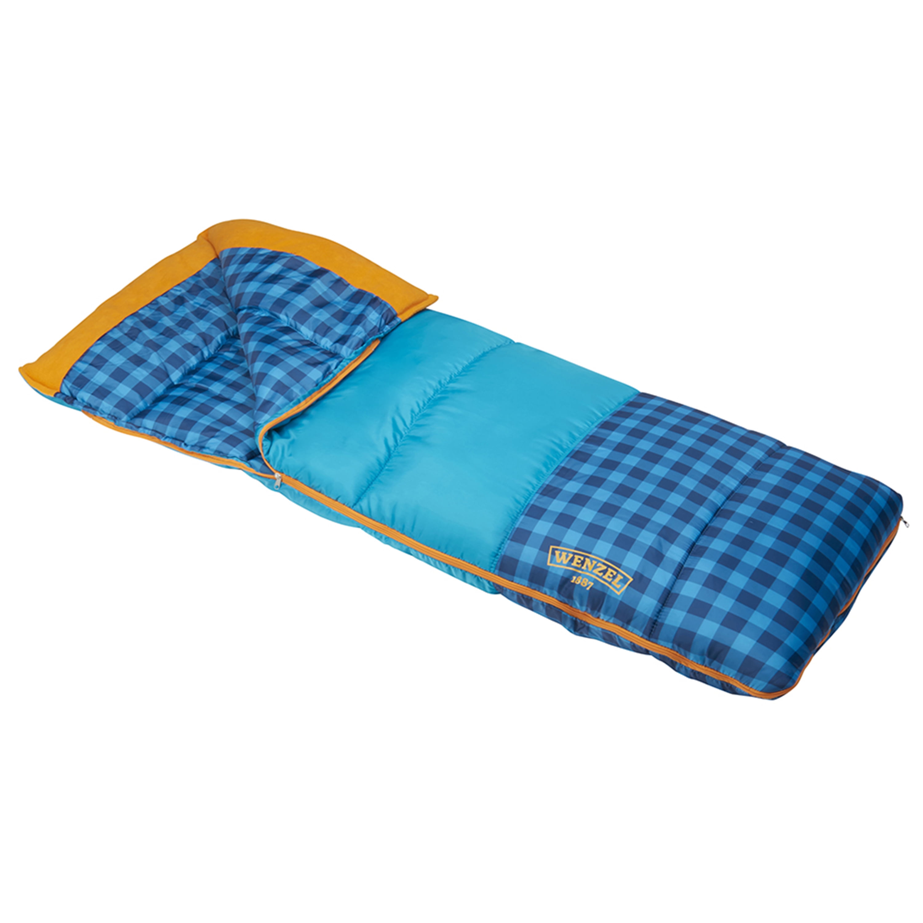 Wenzel   Sleeping Bag Blue 30 Degree Camping Adult Size 33" x 75" 